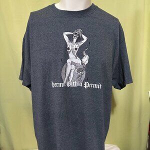 Hermit with a Permit Guam Custom Ink Men's Dark Gray Shirt Size XL